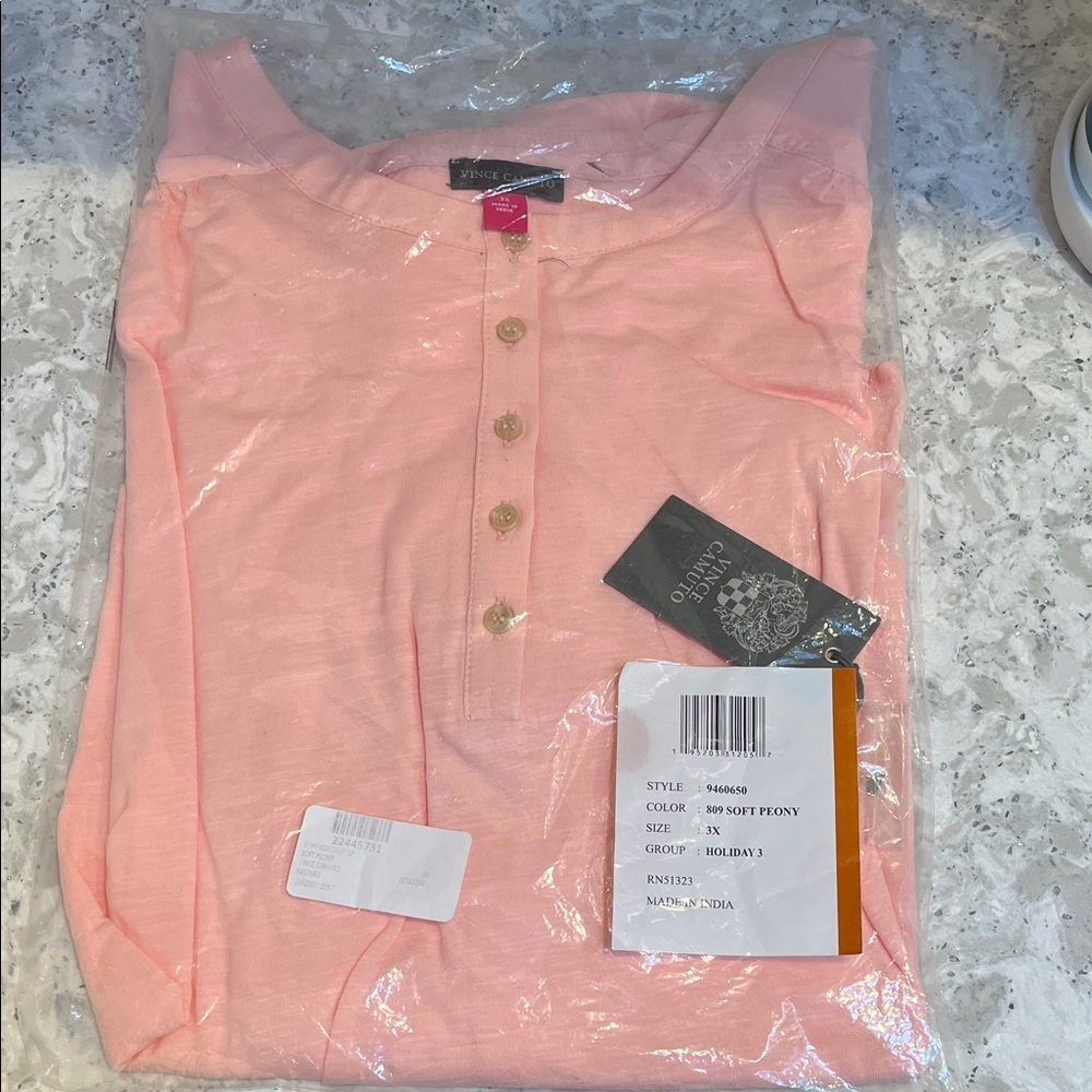 Vince Camuto Soft Peony Short Sleeve T - 3X NWT